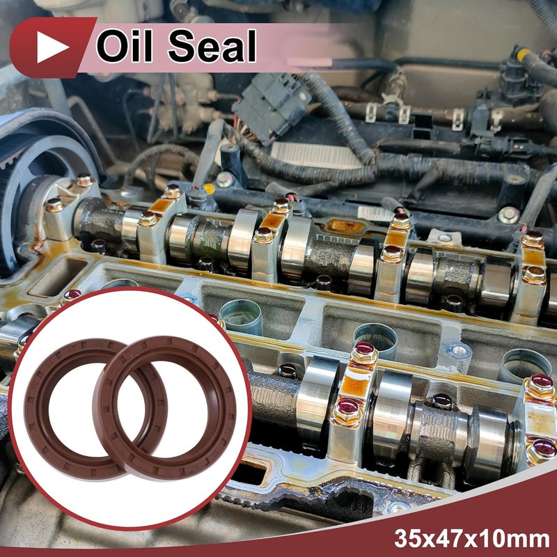 HEROFFIX Universal Oil Seal TC Seal Ring Rotary Shaft Seal 35x47x10mm High Pressure FKM Rubber Brown 2 Pcs - Image 2
